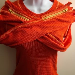 FP Bright red, gold zip cuff thermal